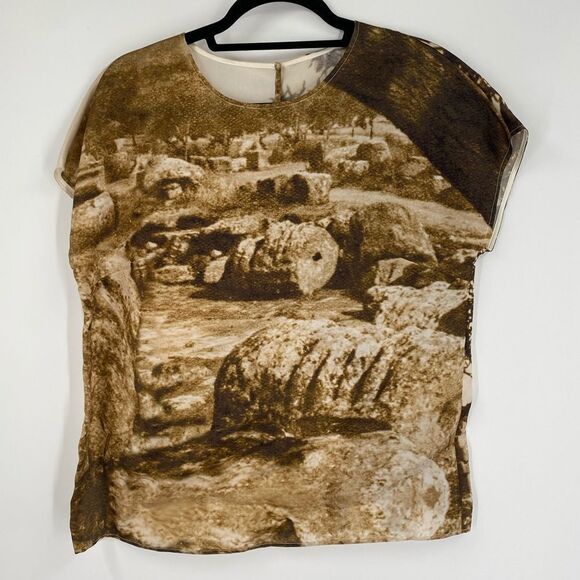 DOLCE & GABBANA T-shirt Blouse Top Taormina Silk Crewneck IT44 US12 - Picture 1 of 4